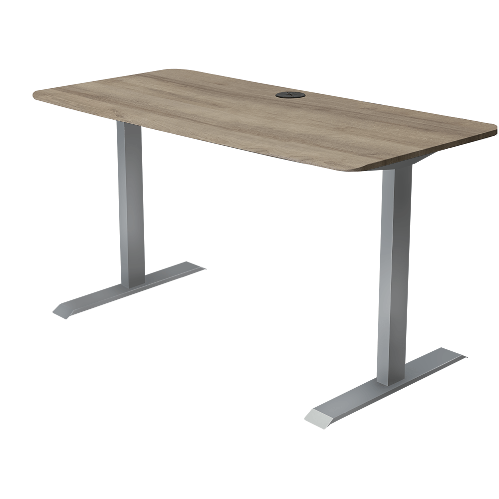 60x24 Side Table Fixed Height - Frame Color: Gray - Desktop Color: American Oak
