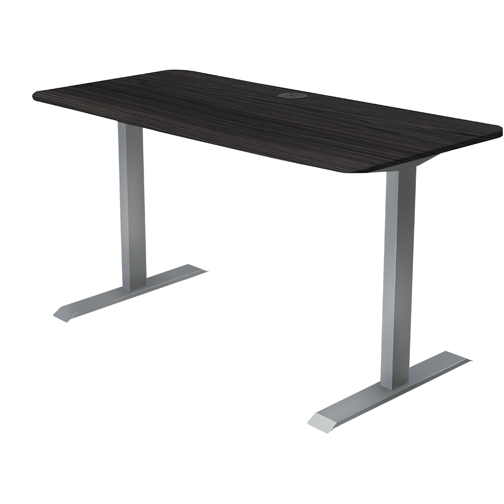 60x24 Side Table Fixed Height - Frame Color: Gray - Desktop Color: Obsidian Oak