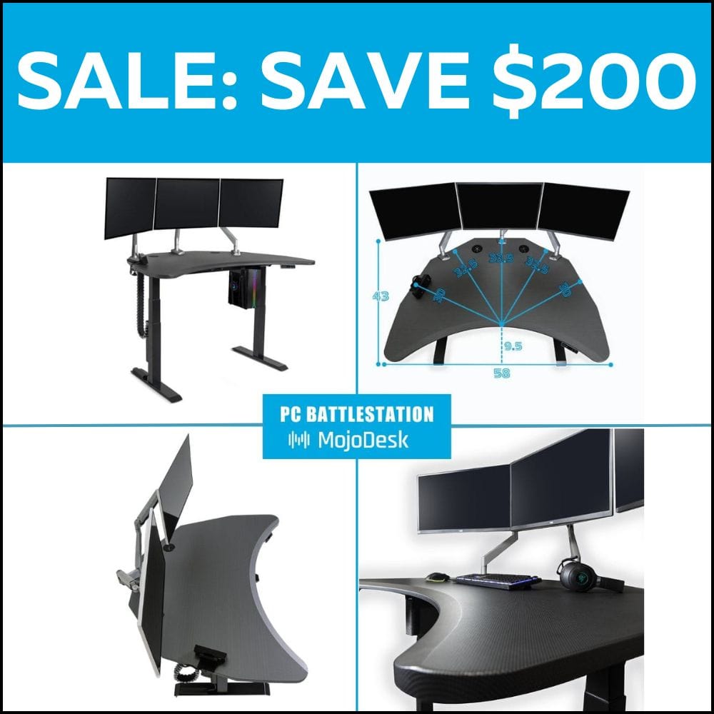 PC Battlestation BUNDLE: Corner Gaming Desk + 5 Accessories MojoDesk Gaming Desk