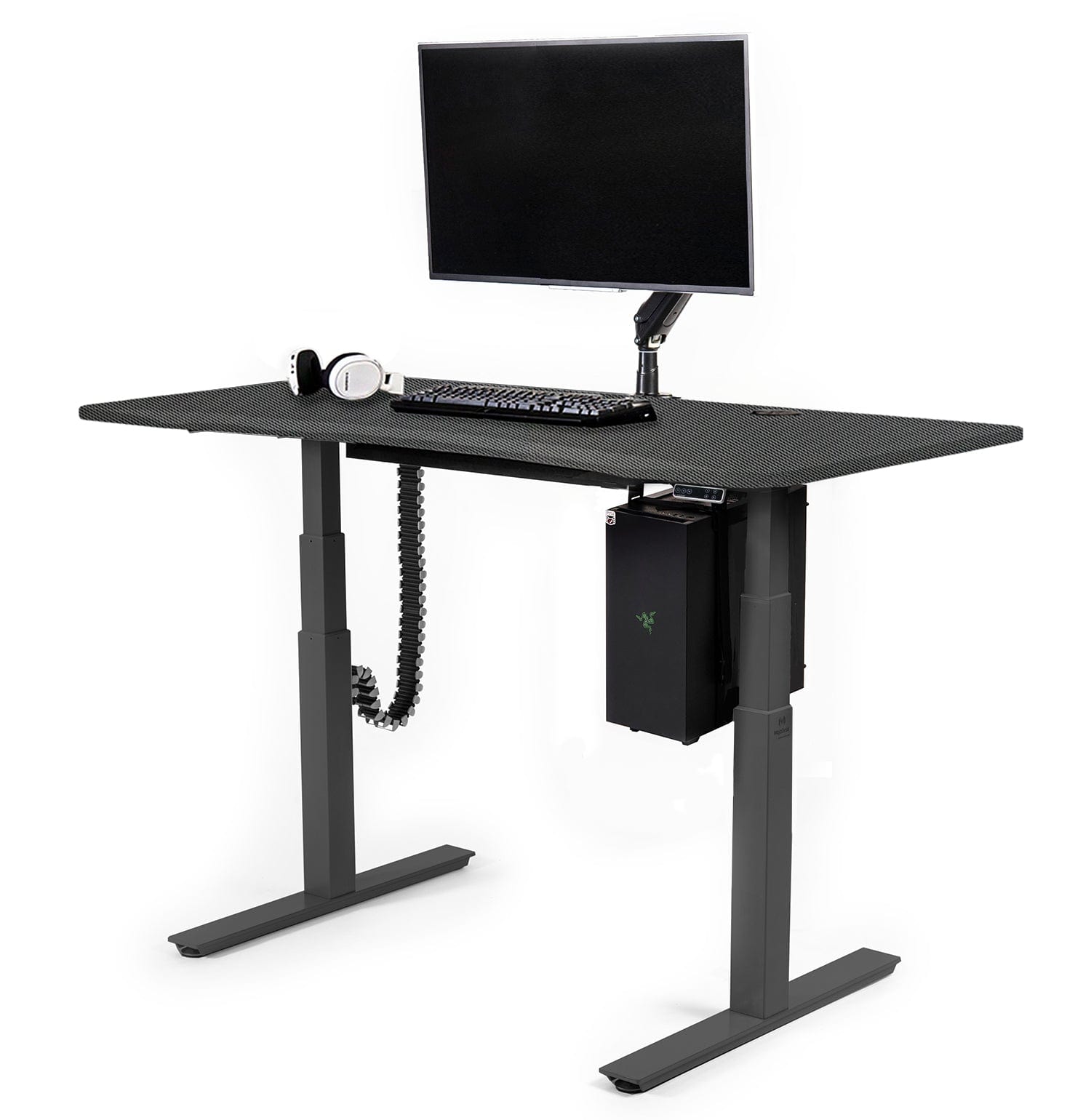 Mojo Gamer Pro Bundle: Standing Gaming Desk + 5 Accessories Non Epicor Gaming Desk Carbon Fiber / 57.5x27 / Black Base