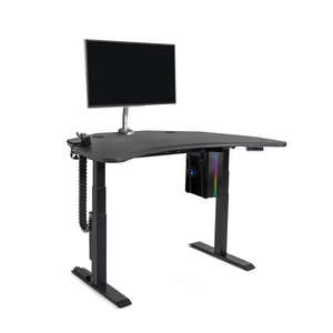 PC Battlestation Bundle: Corner Gaming Sit-to-Stand Desk + 5 Accessories MojoDesk Gaming Desk 1 Single Arm / Carbon Fiber