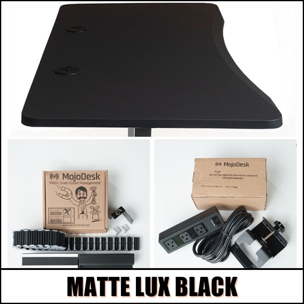 MojoDesk Bundle: Desk + 2 Accessories - Matte Lux Black Non Epicor Standing Desk Bundle