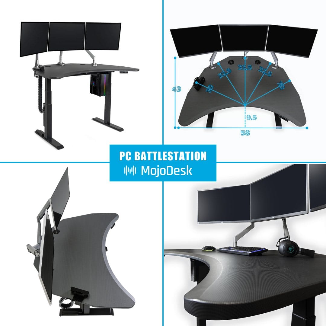 PC Battlestation BUNDLE: Corner Gaming Desk + 5 Accessories MojoDesk Gaming Desk