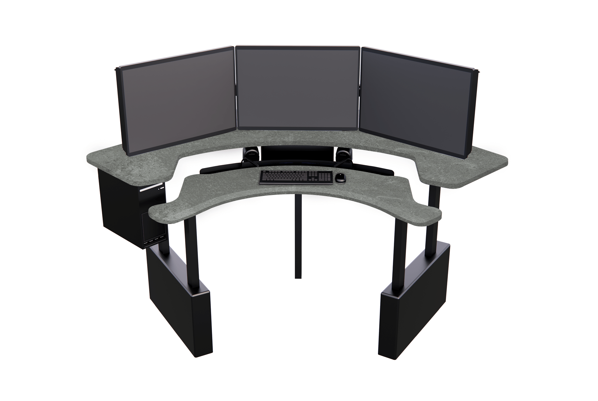 XM8-C Radiology Desk: Curved, Dual Surface MojoDesk 78x78 / Rock Concrete