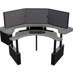 XM8-C Radiology Desk: Curved, Dual Surface MojoDesk 78x78 / Rock Concrete