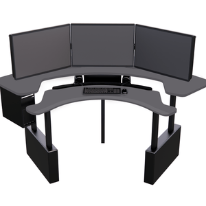 XM8-C Radiology Desk: Curved, Dual Surface MojoDesk 78x78 / Matte Lux Charcoal