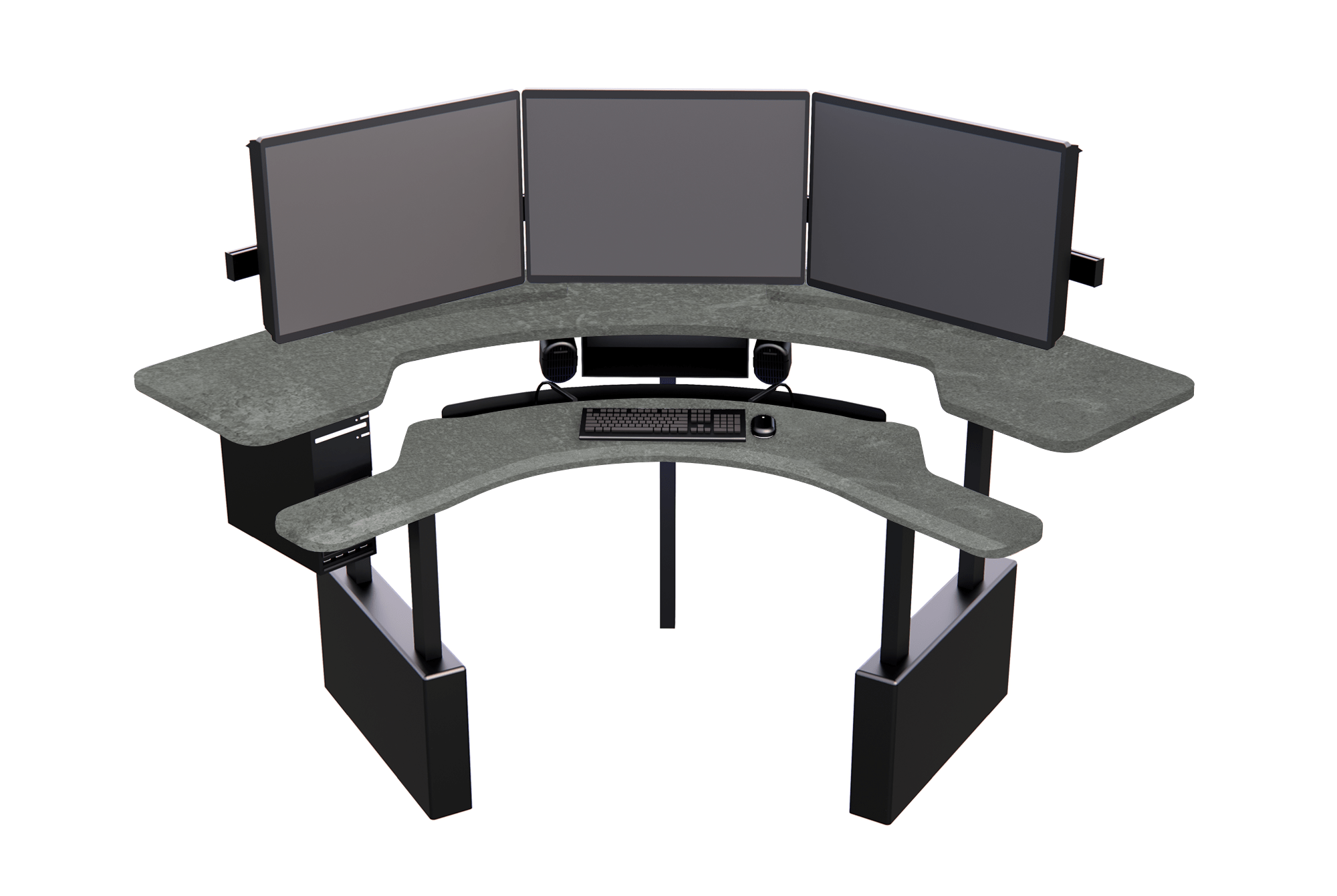 XM8-C Radiology Desk: Curved, Dual Surface MojoDesk 84x84 / Rock Concrete