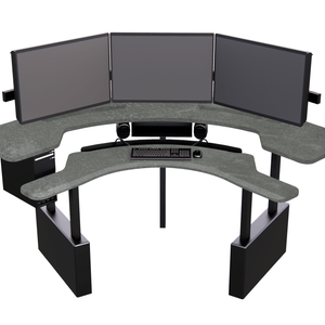 XM8-C Radiology Desk: Curved, Dual Surface MojoDesk 84x84 / Rock Concrete