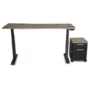 Mojo WorkSpace: Desk + Preassembled Mobile Cabinet Non Epicor Standing Desk Bundle American Oak / 69.5x28.75 / Black Base