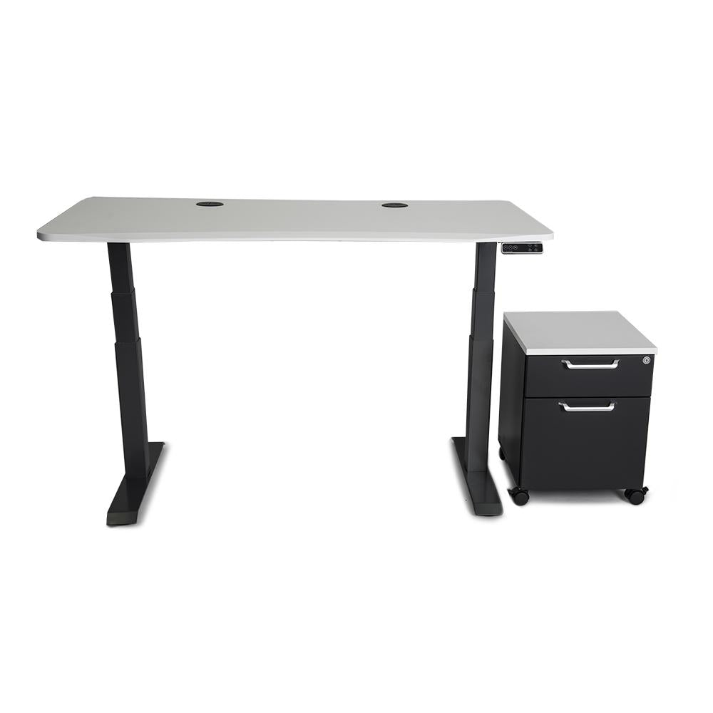 Mojo WorkSpace: Desk + Preassembled Mobile Cabinet Non Epicor Standing Desk Bundle Classic White / 57.5x27 / Black Base