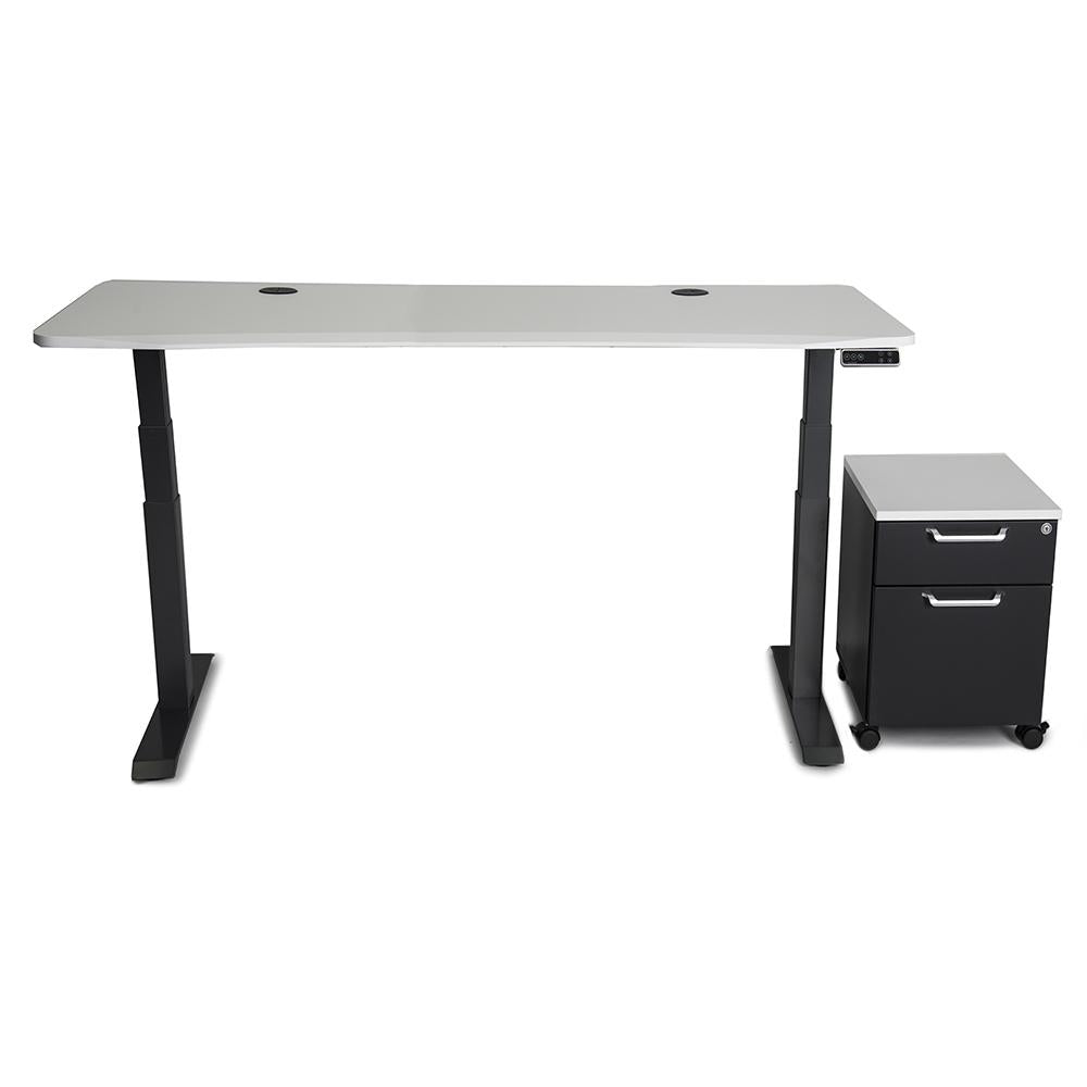 Mojo WorkSpace: Desk + Preassembled Mobile Cabinet Non Epicor Standing Desk Bundle Classic White / 69.5x28.75 / Black Base