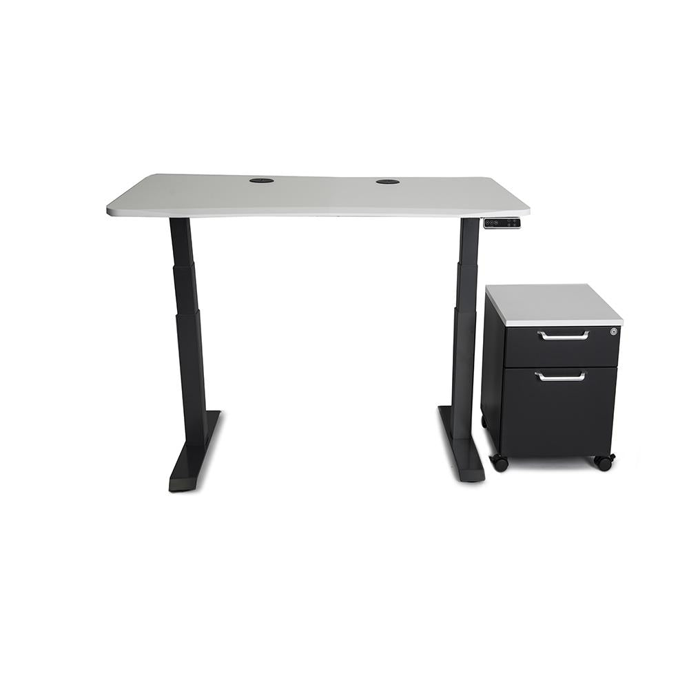 Mojo WorkSpace: Desk + Preassembled Mobile Cabinet Non Epicor Standing Desk Bundle Classic White / 45.5x27 / Black Base