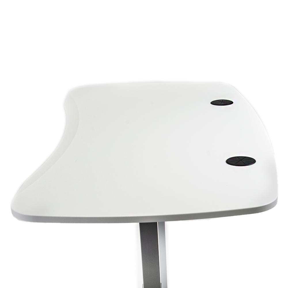 MojoDesk Organic - Classic White - is rectangular electric sit stand desk with a natural, curved shape supported by an electric adjustable - and extremely stable - steel frame. 