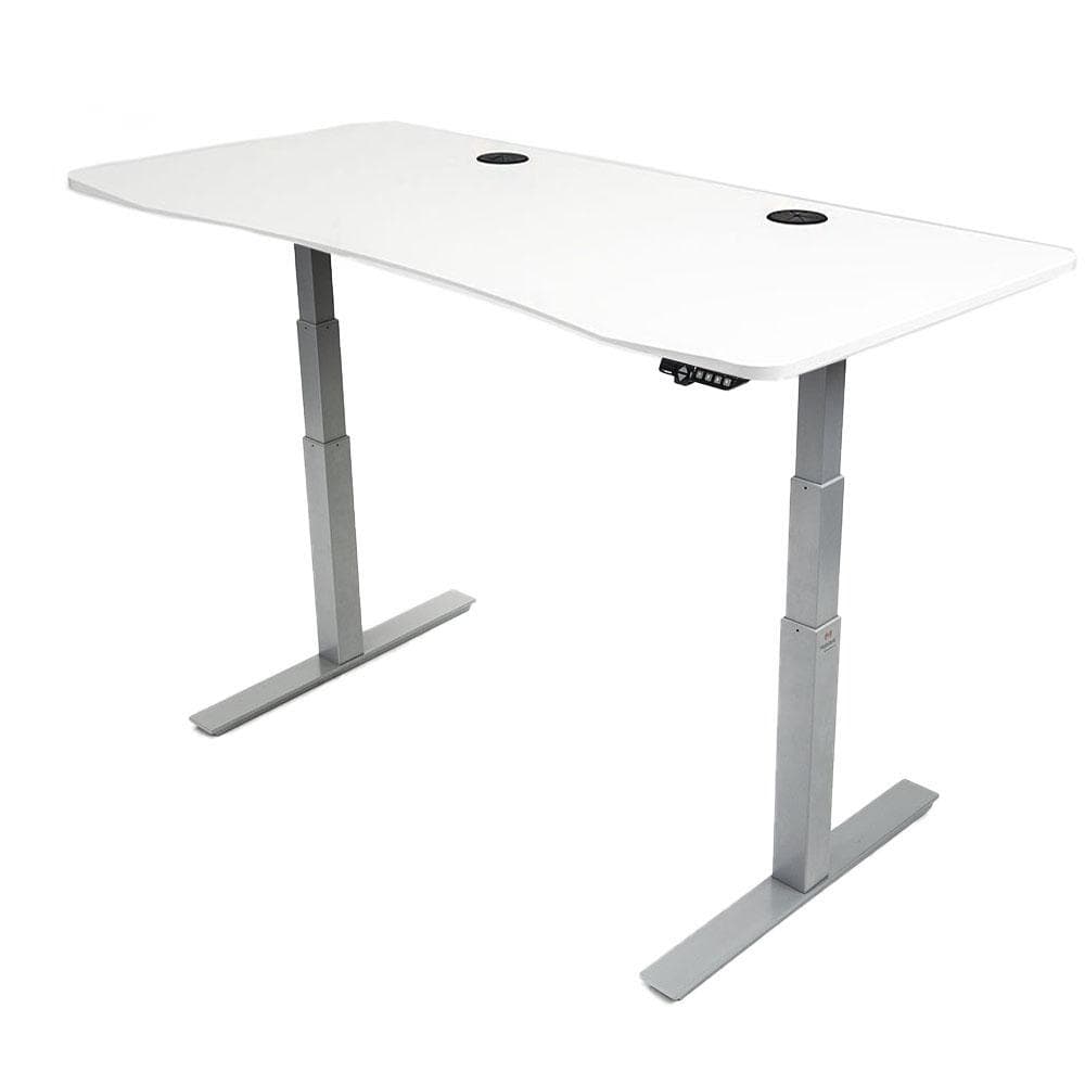 72x30 Height Adjustable Desk - Frame Color: Gray- Desktop Color: White