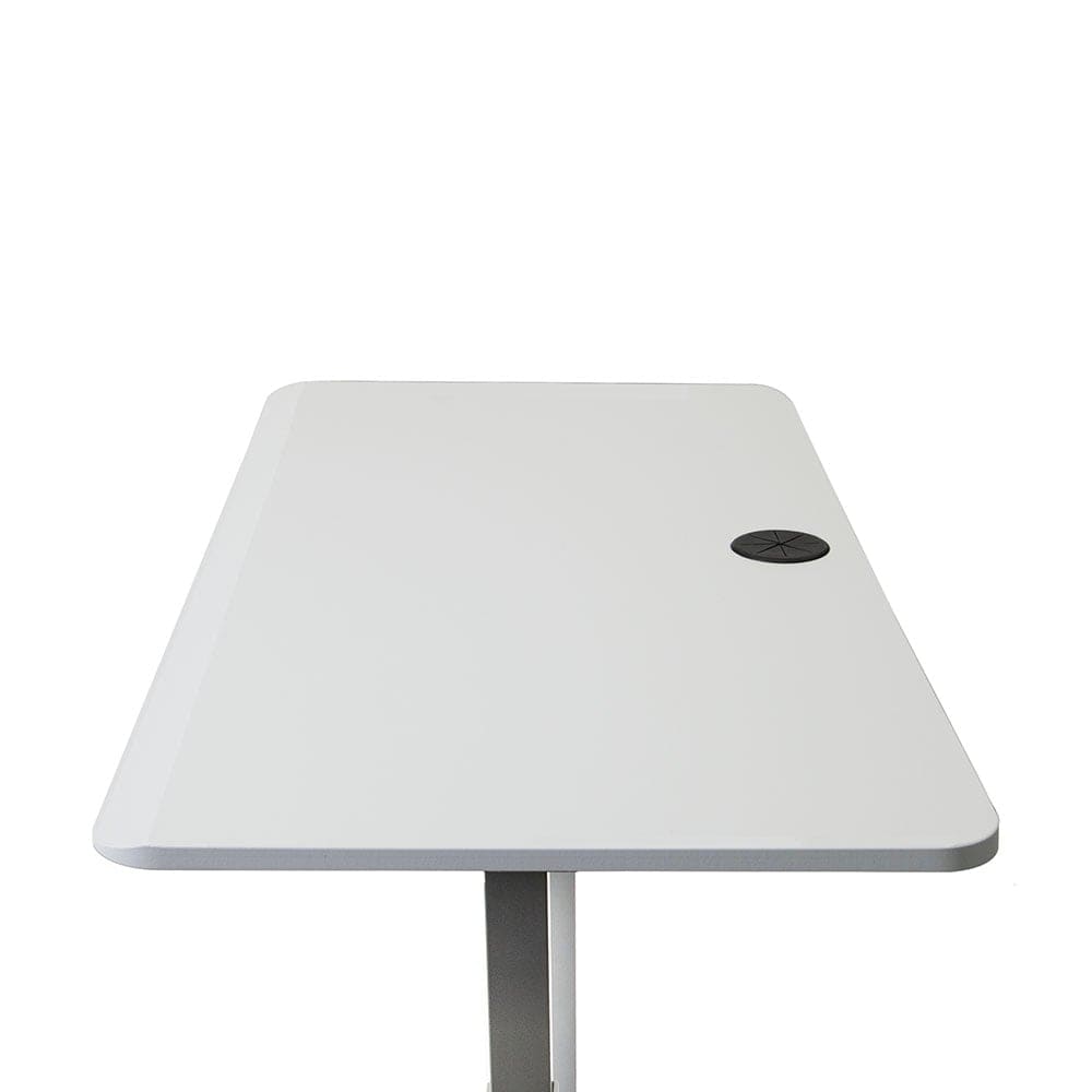 Side Table for Standing Desk - Color: White - Top View showing one grommet 