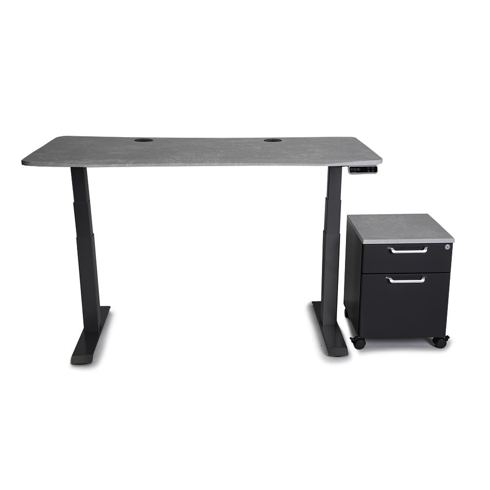 Mojo WorkSpace: Desk + Mobile Cabinet Non Epicor Sahara Stone / 60x30 / Black Base