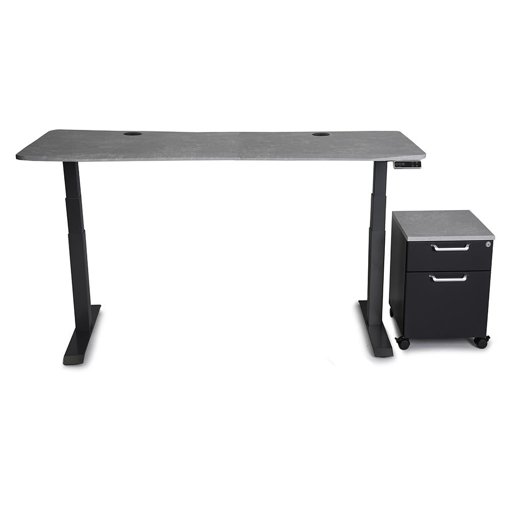 Mojo WorkSpace: Desk + Preassembled Mobile Cabinet Non Epicor Standing Desk Bundle Sahara Stone / 69.5x28.75 / Black Base