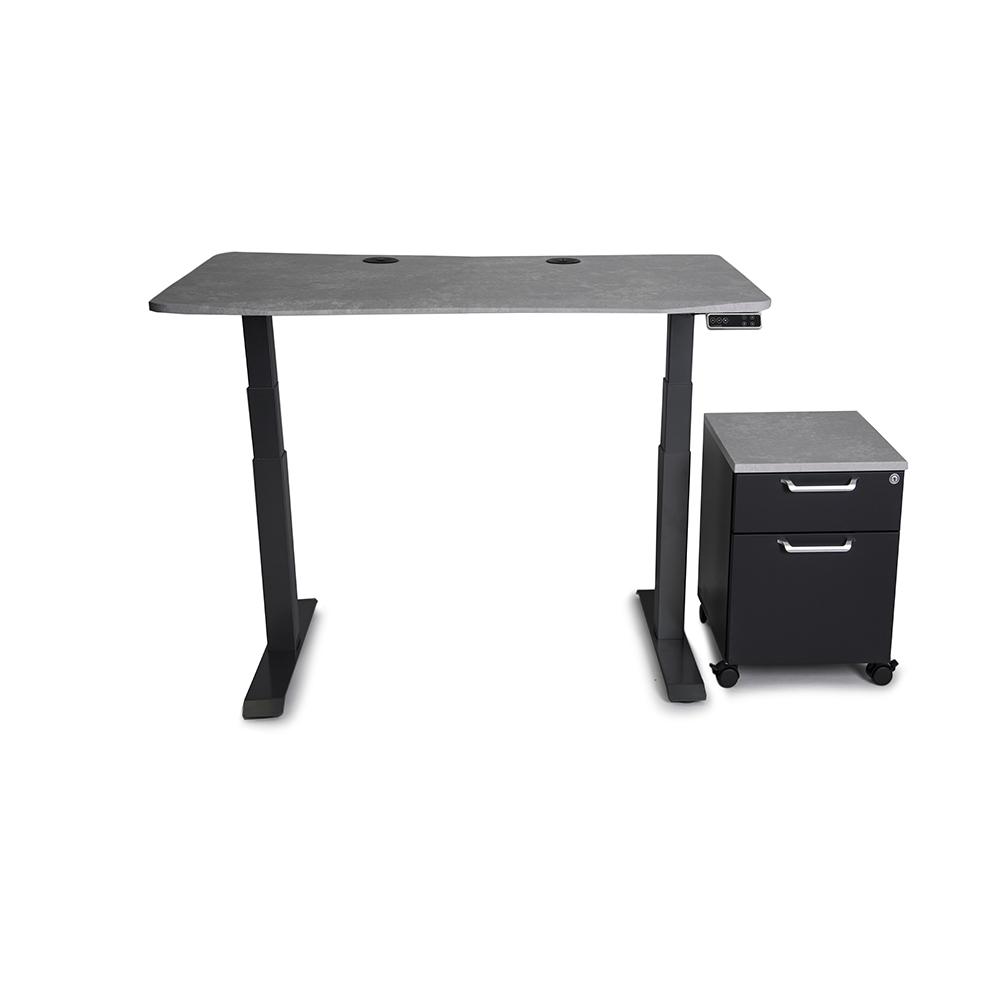 Mojo WorkSpace: Desk + Mobile Cabinet Non Epicor Sahara Stone / 48x30 / Black Base