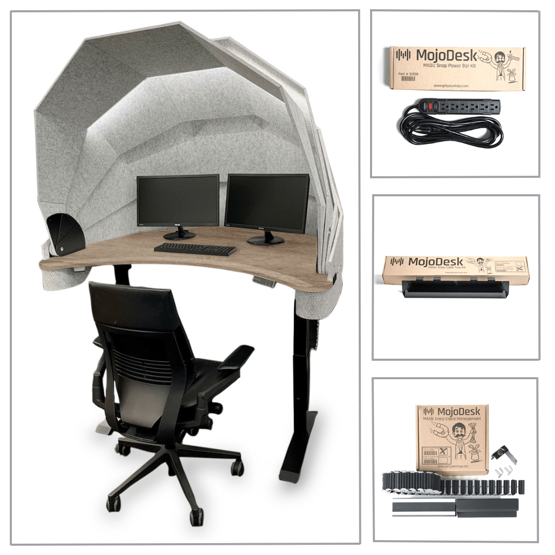 MojoDome: Desk + Soundproofing + 3 Accessories Non Epicor MojoDome American Oak / Black / Color: Heather