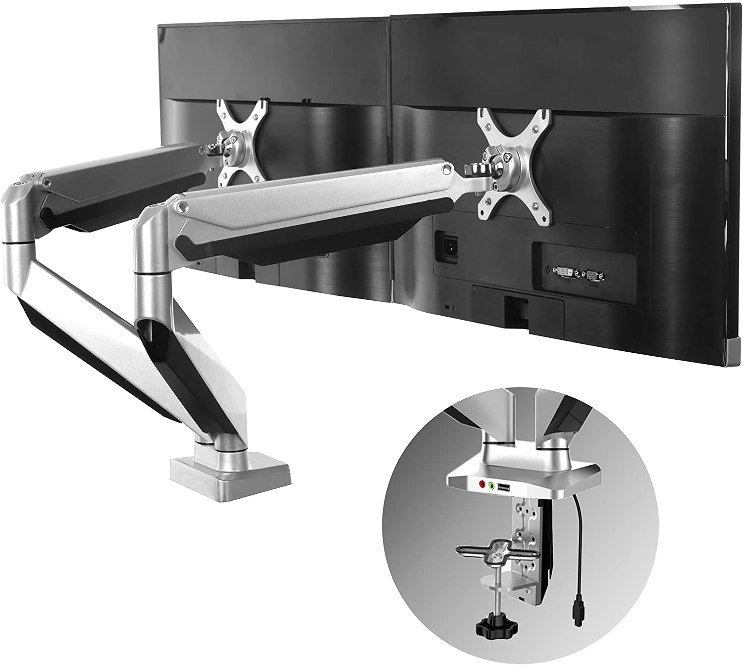 Dual Monitor Arm for Standing Desks  Max Weight 20 Pounds Per Arm -  MojoDesk