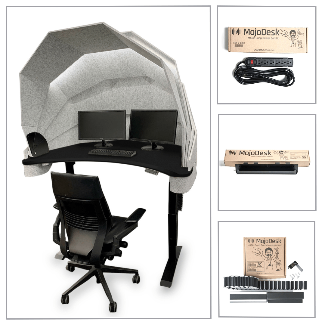 MojoDome: Desk + Acoustic Panels + 3 Accessories