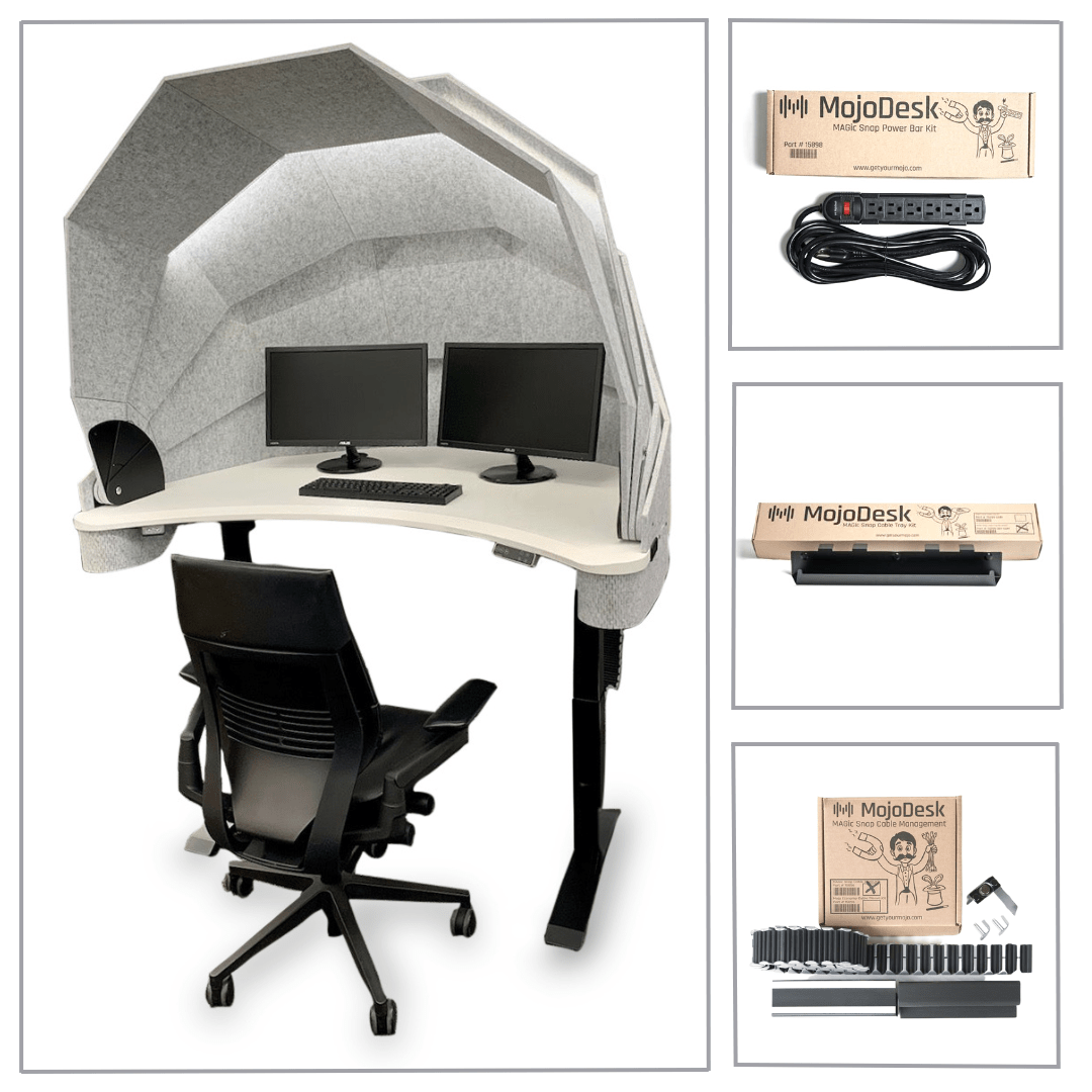 MojoDome: Desk + Soundproofing + 3 Accessories Non Epicor MojoDome Classic White / Black / Color: Heather