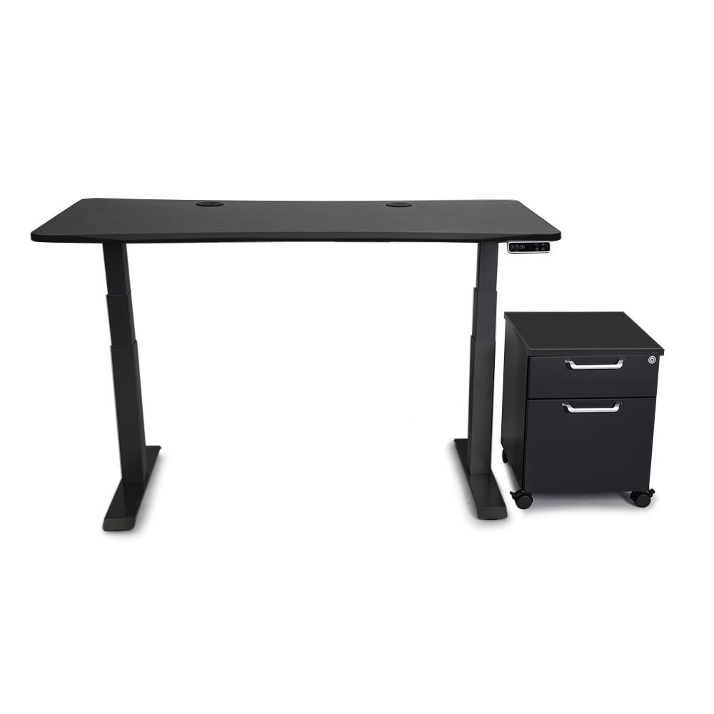 Mojo WorkSpace: Desk + Preassembled Mobile Cabinet Non Epicor Standing Desk Bundle Matte Lux Black / 57.5x27 / Black Base