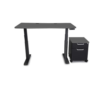 Mojo WorkSpace: Desk + Mobile Cabinet Non Epicor Matte Lux Charcoal / 48x30 / Black Base
