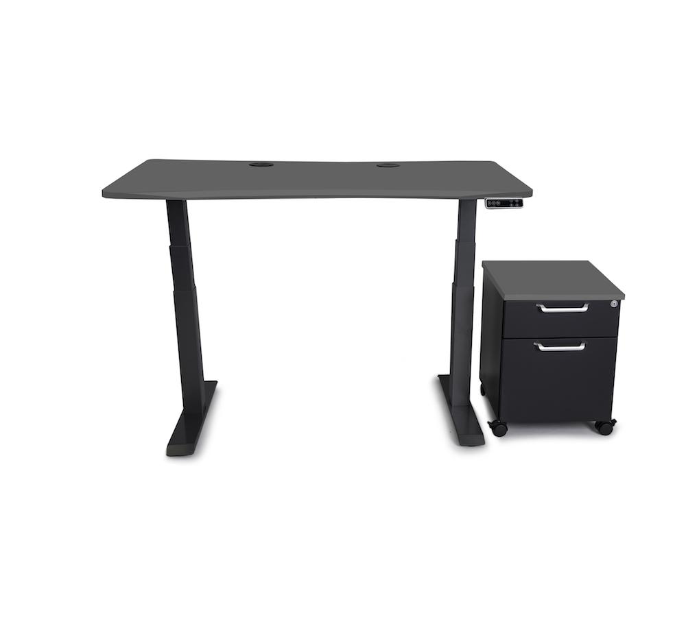 Mojo WorkSpace: Desk + Preassembled Mobile Cabinet Non Epicor Standing Desk Bundle Matte Lux Charcoal / 45.5x27 / Black Base