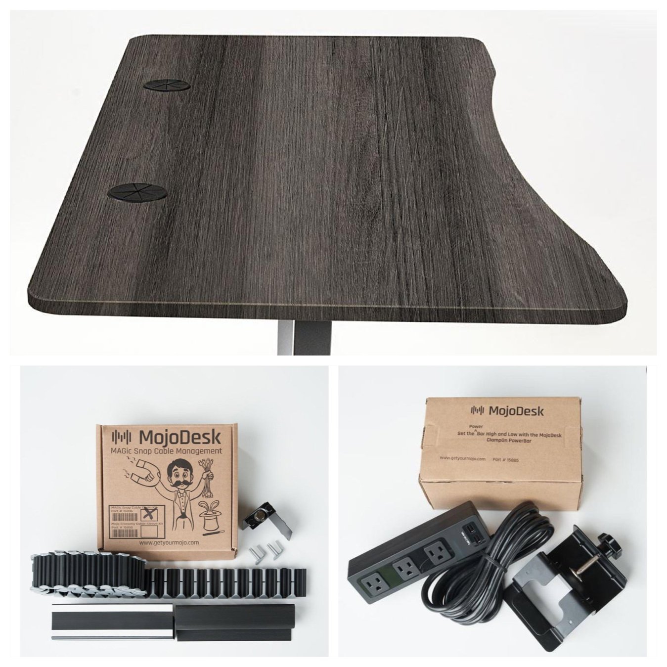 MojoDesk Bundle: Desk + 2 Accessories - Weathered Oak