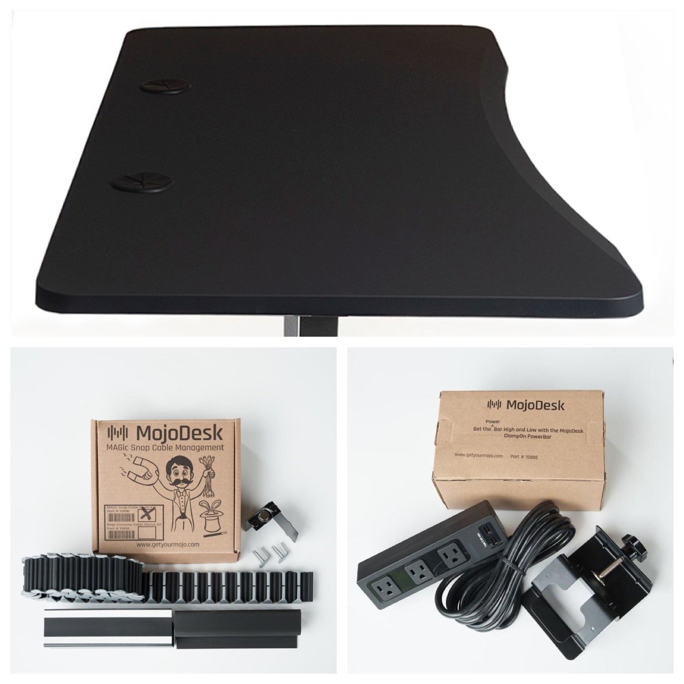 MojoDesk Bundle: Desk + 2 Accessories - Matte Lux Black
