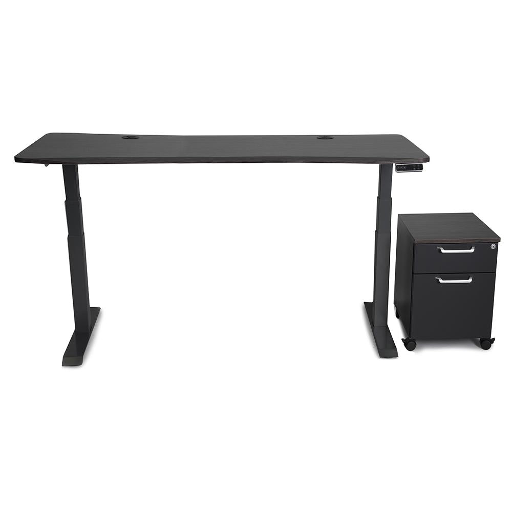 Mojo WorkSpace: Desk + Mobile Cabinet Non Epicor Obsidian Oak / 72x30 / Black Base