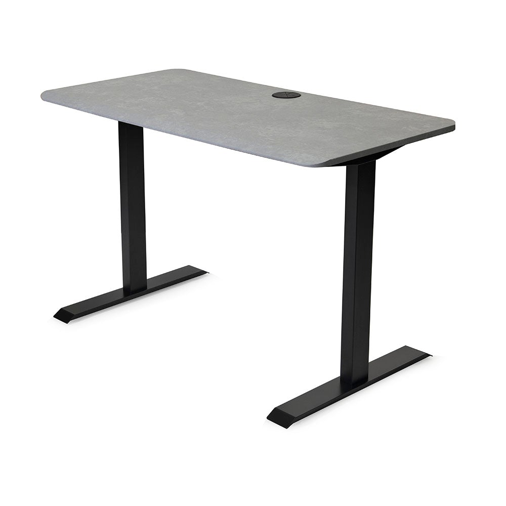 48x24 Side Table Fixed Height - Frame Color: Black - Desktop Color: Sahara Stone