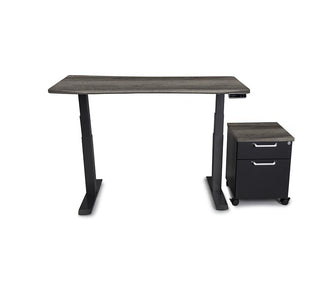 Mojo WorkSpace: Desk + Mobile Cabinet Non Epicor Weathered Oak / 48x30 / Black Base