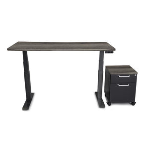 Mojo WorkSpace: Desk + Mobile Cabinet Non Epicor Weathered Oak / 60x30 / Black Base