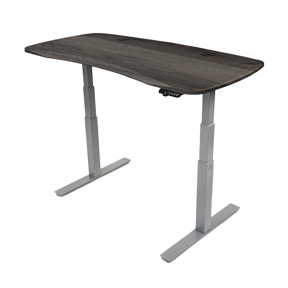 60x30 Electric Height Adjustable Desk - Frame Color: Gray - Desktop Color: Weathered Oak