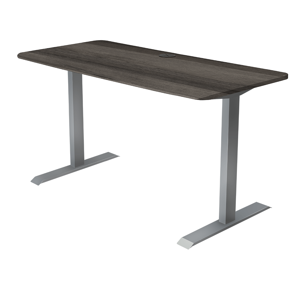 60x24 Side Table Fixed Height - Frame Color: Gray - Desktop Color: Weathered Oak